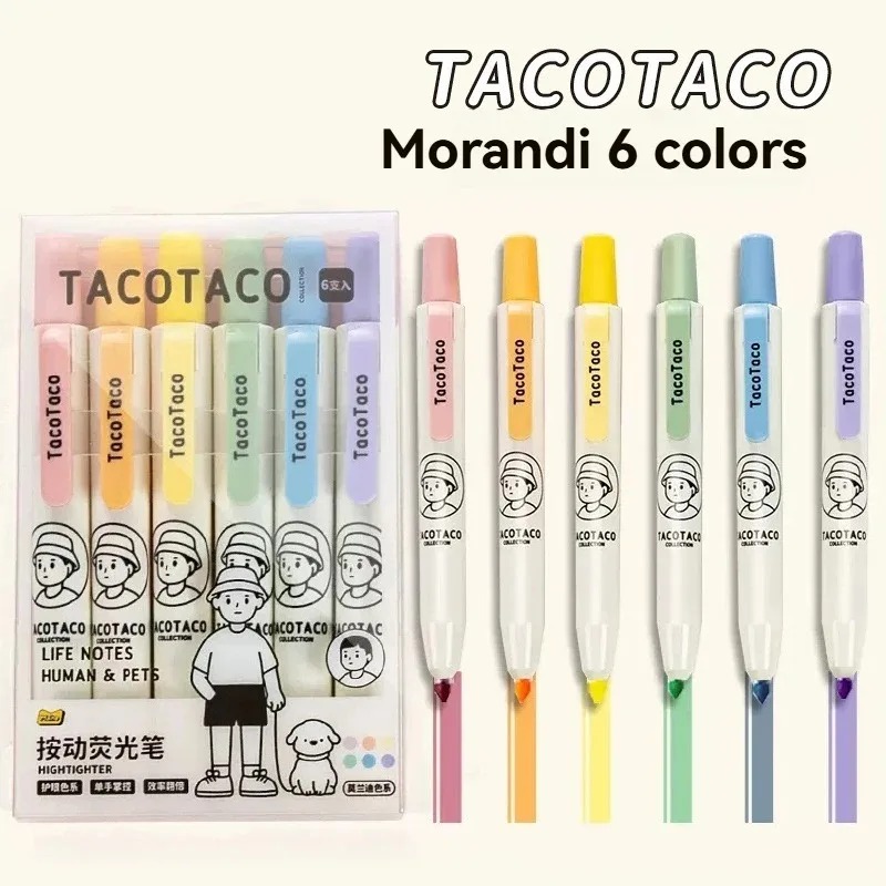 Pastel Highlighter Set Double Ended - 6 개/대 파스텔 컬러 마카롱 형광펜