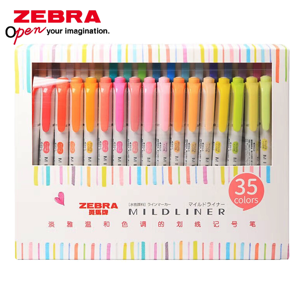 Pastel Highlighter Set Double Ended - 35 색상 ZEBRA Mildliner Highlander 세트