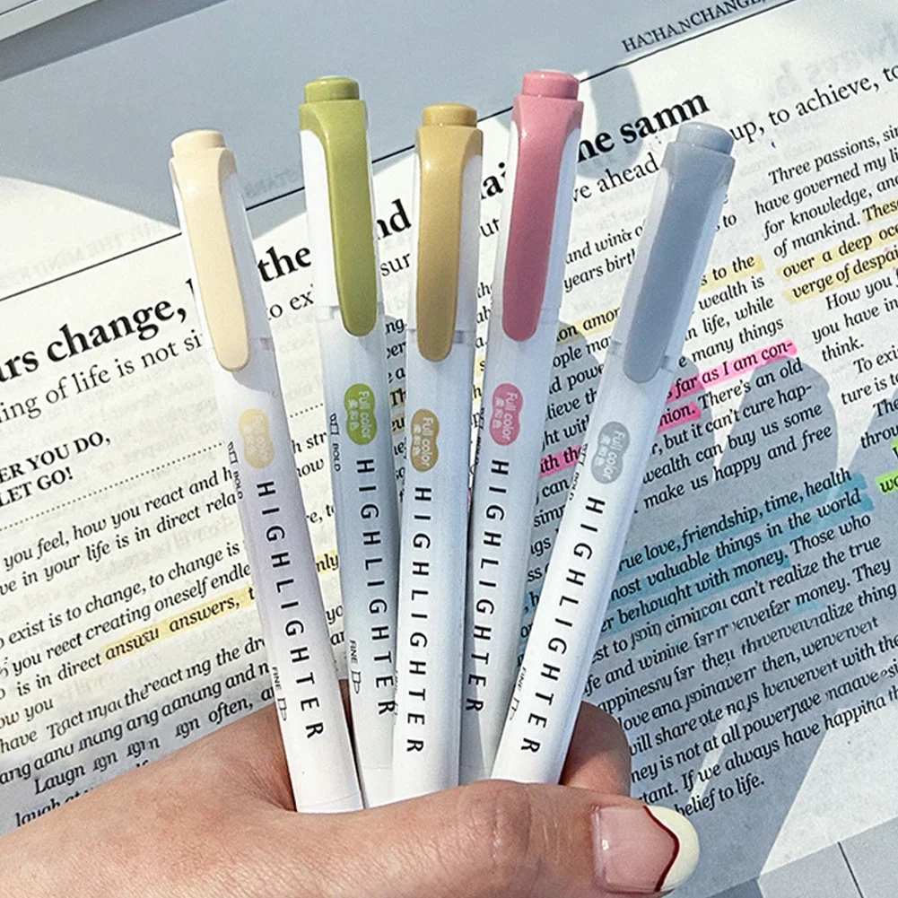 Pastel Highlighter Set Double Ended - 5pcs 파스텔 형광펜 색상 듀얼 팁