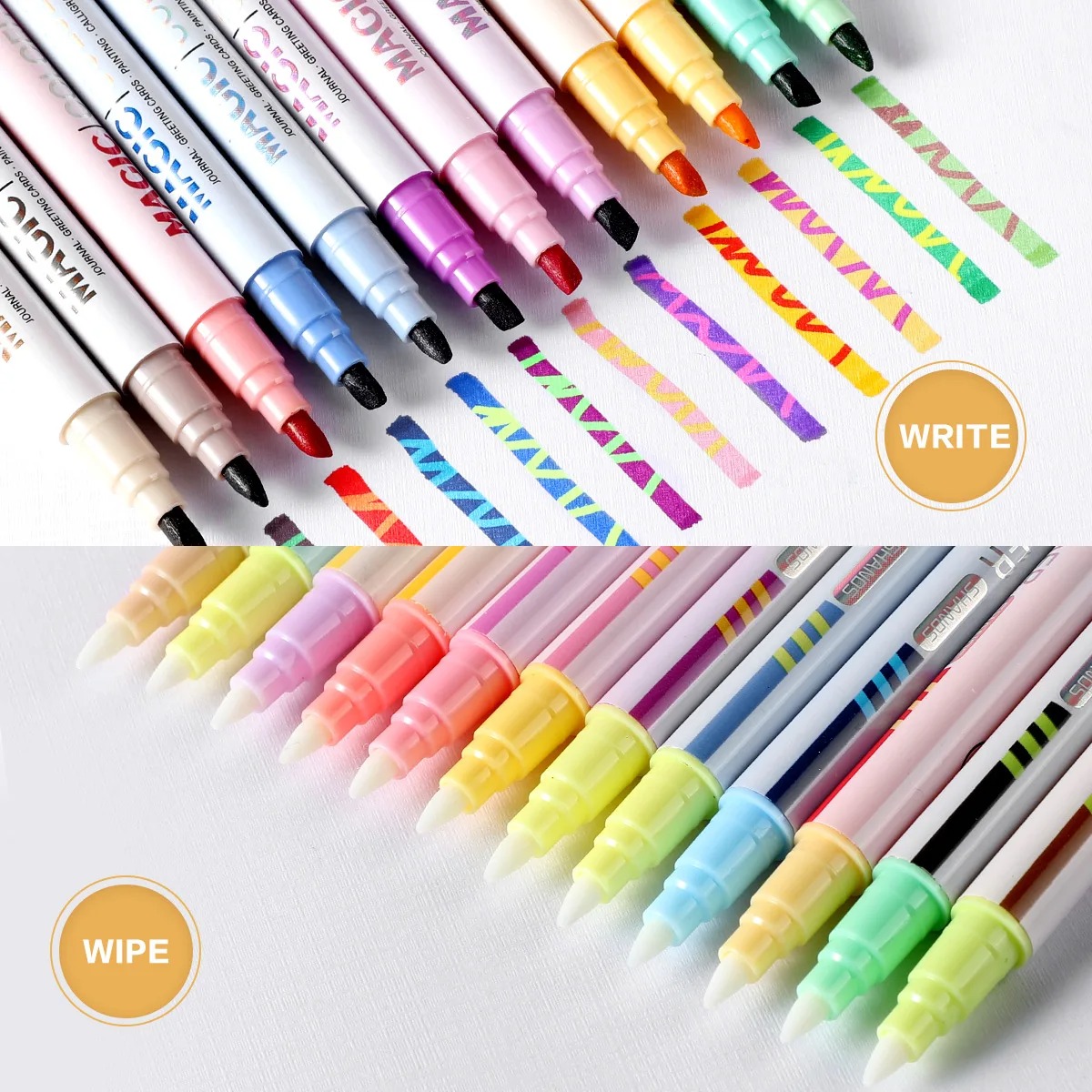 Pastel Highlighter Set Double Ended - 12pcs 양면 매직 컬러 변경 형광펜