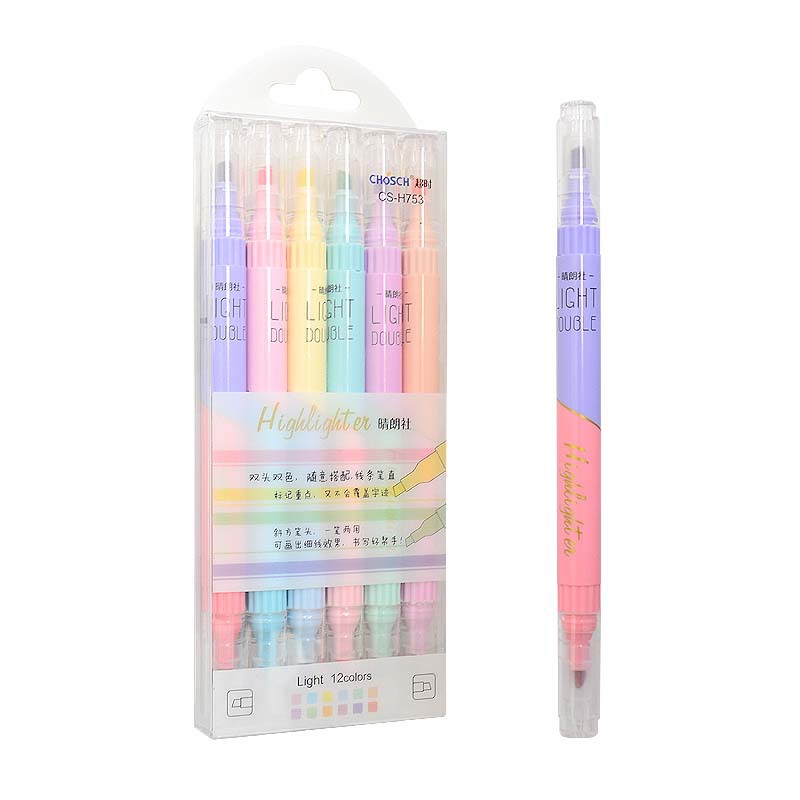 Pastel Highlighter Set Double Ended - 카와이 캔디 컬러 더블 팁 형광펜