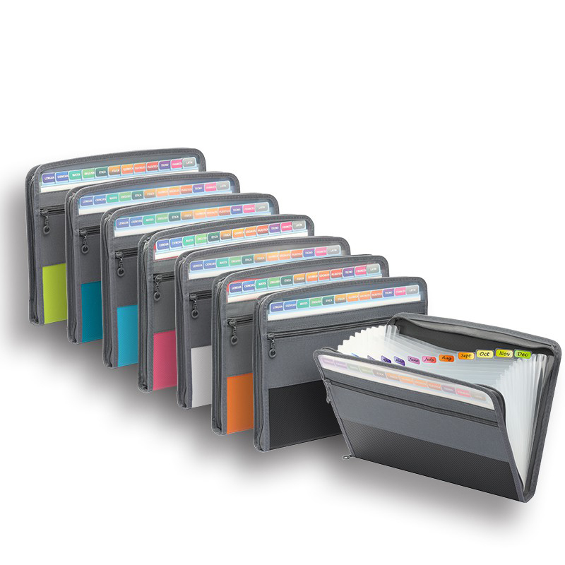 Expandable Accordion File Folder 13 Pockets - 안전한 지퍼가 있는 아코디언 파일 정리함,