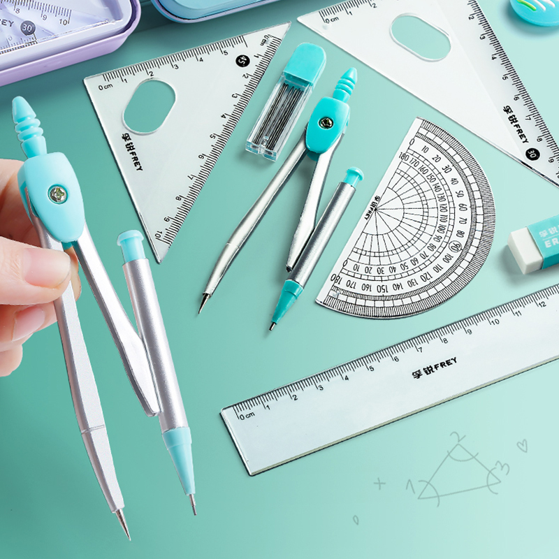 Math Geometry Set With Compass - 7PCS 스테인레스 스틸 나침반 세트 지우개
