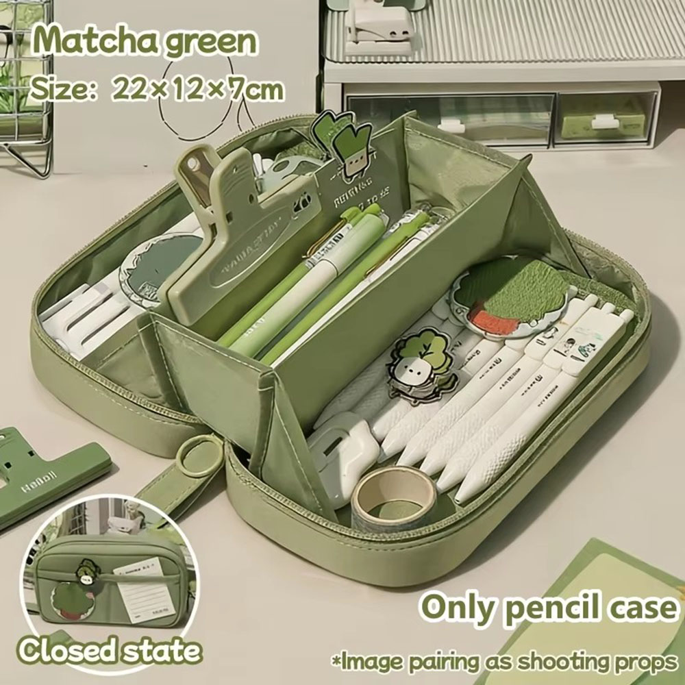 Aesthetic Large Pencil Case Pouch - 대용량 화산 모양 필통 다층 휴대용