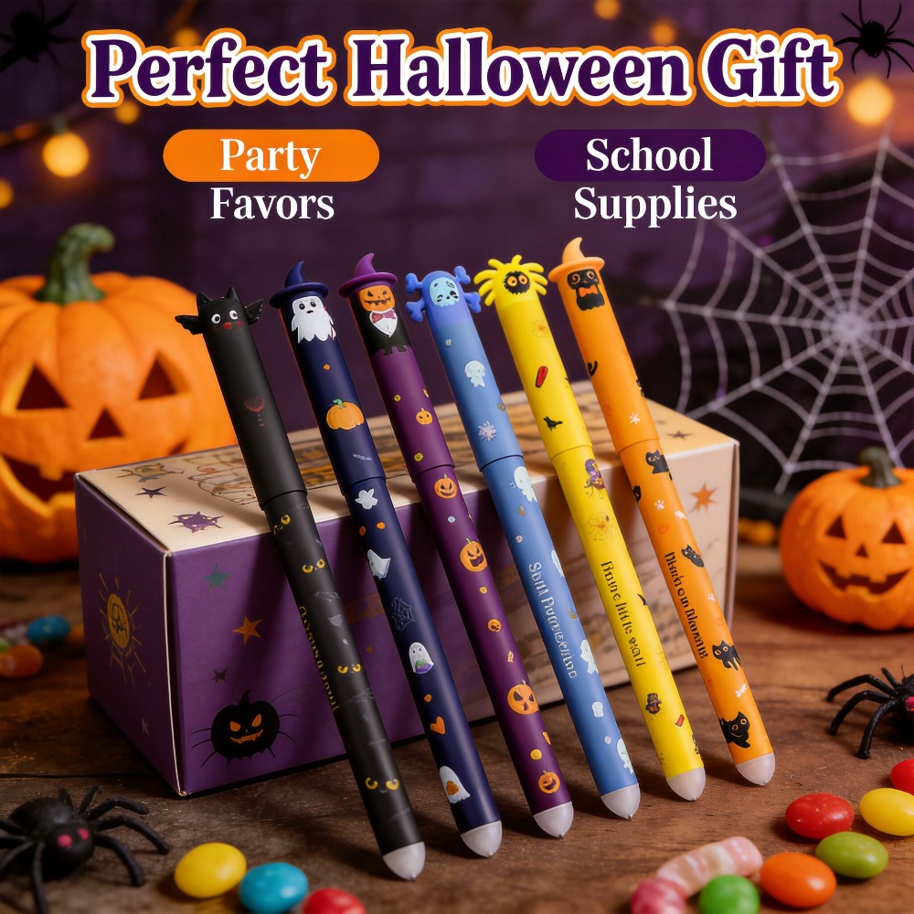 Retractable Eraser Pen Click - 1-6Pcs 할로윈 지울 수 있는 젤