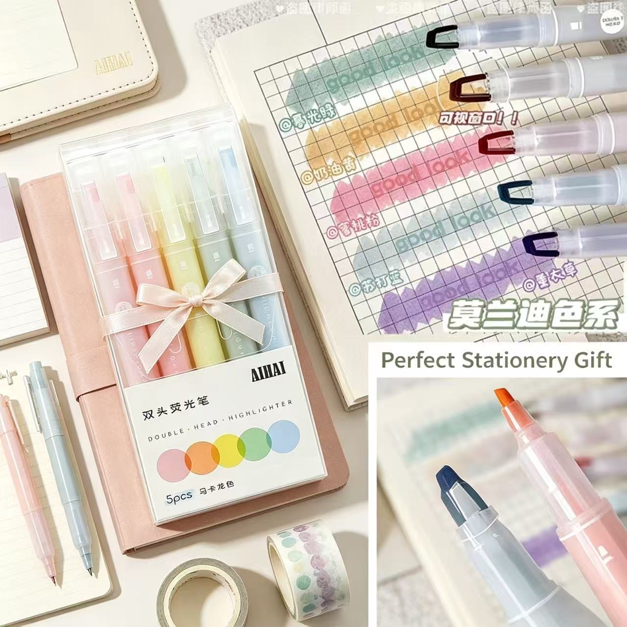 Pastel Highlighter Set Double Ended - 5-25 색상/세트 더블 유니크 윈도우 팁