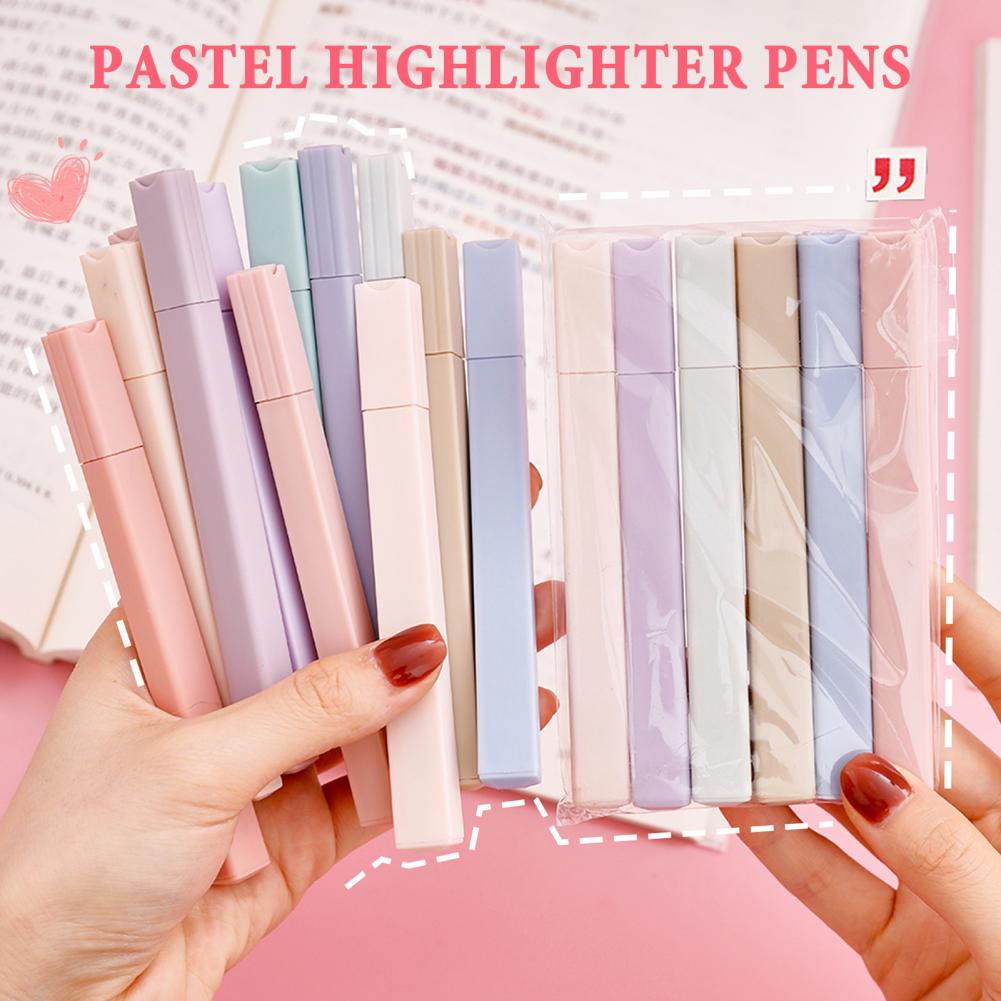 Pastel Highlighter Set Double Ended - 다채로운 형광펜 6개 파스텔 형광펜 세트