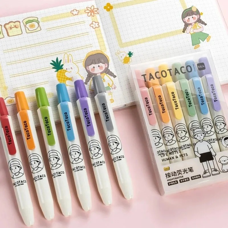 6 개/대 파스텔 컬러 마카롱 형광펜 마커 펜 형광펜  - Pastel Highlighter Set Double Ended 리뷰 및 가격