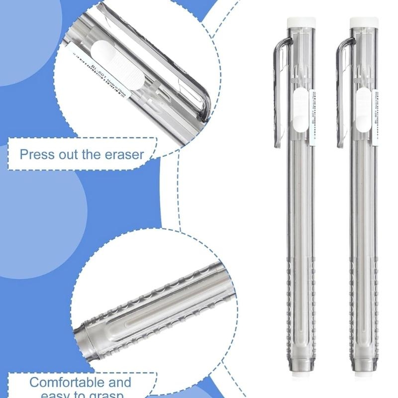 12x 펜 모양 지우개 교체 지우개가있는 개폐식 기계식 - Retractable Eraser Pen Click 리뷰 및 가격