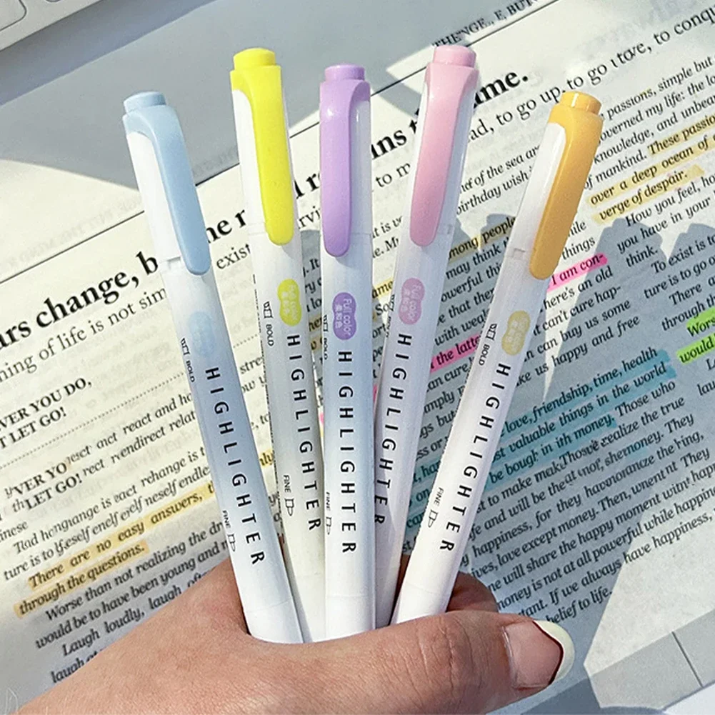 5pcs 파스텔 형광펜 색상 듀얼 팁 형광 후크 펜 컬 - Pastel Highlighter Set Double Ended 리뷰 및 가격