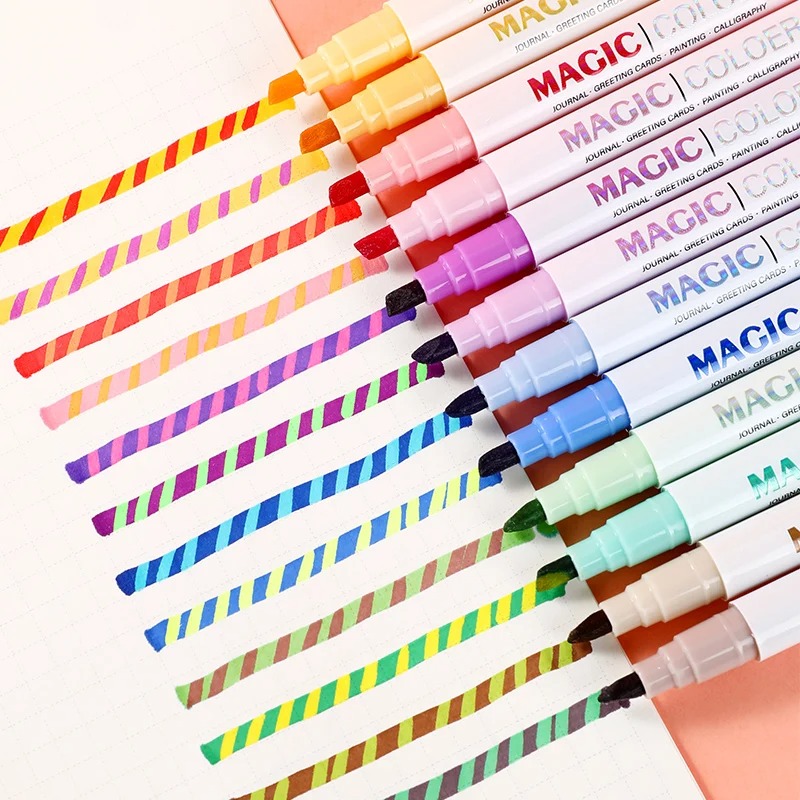 12pcs 양면 매직 컬러 변경 형광펜 세트, 학생 일 - Pastel Highlighter Set Double Ended 리뷰 및 가격