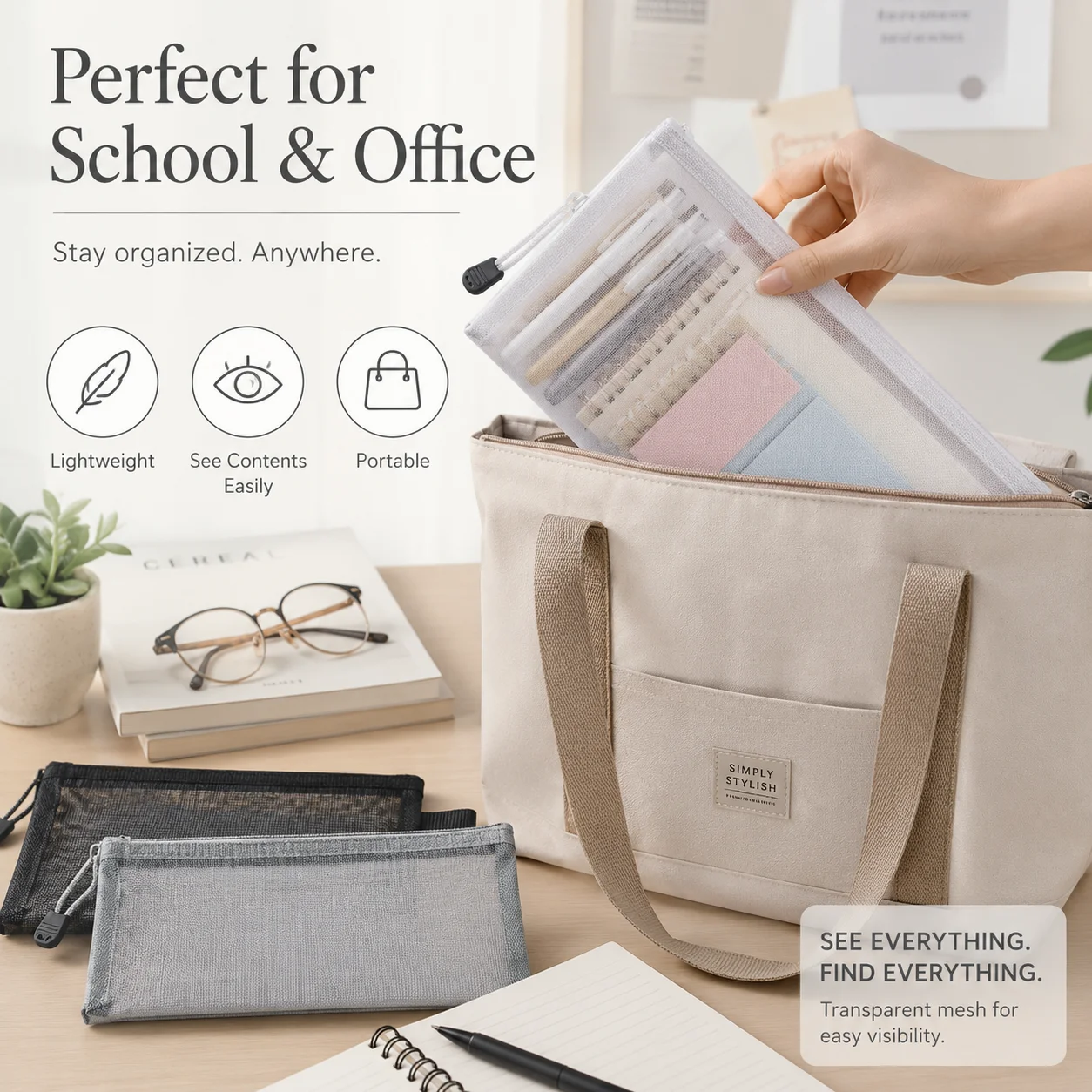 투명 메쉬 연필 케이스 투명 지퍼 펜 가방 시험 문구  - Clear Mesh Pencil Pouch For Exam 리뷰 및 가격
