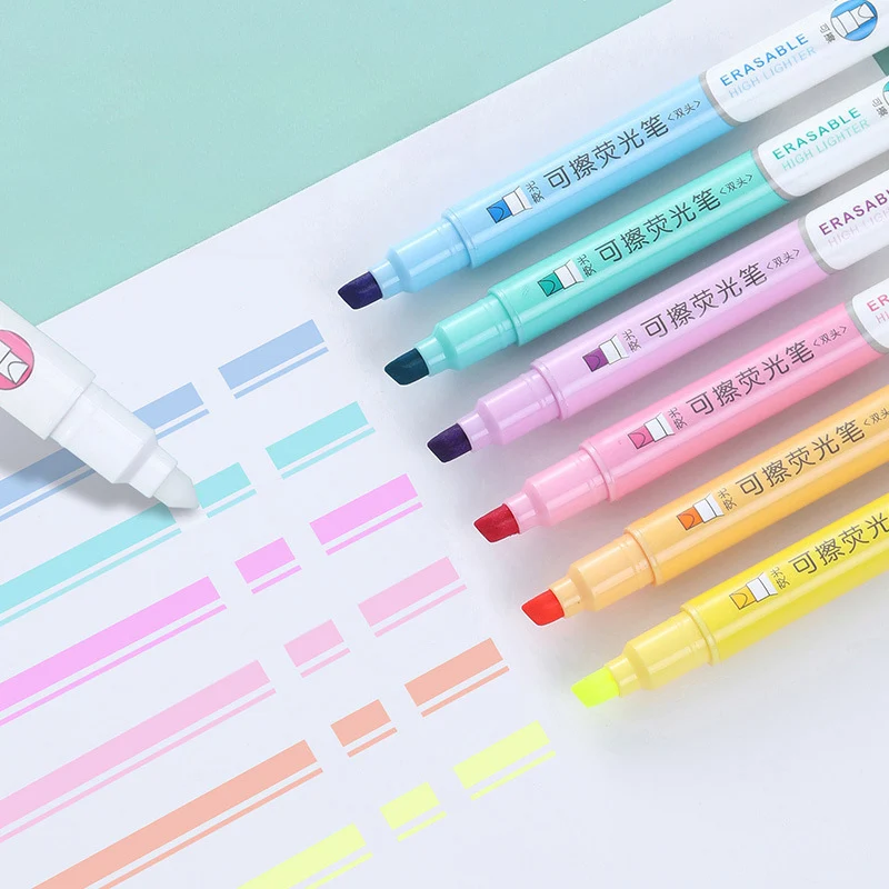 6 가지 색상 지울 수있는 형광펜 세트 학생을위한 양면 - Pastel Highlighter Set Double Ended 리뷰 및 가격