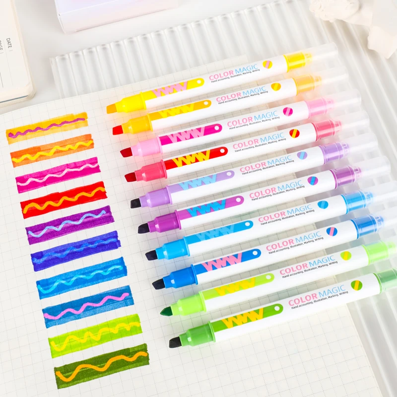 10pcs 양면 매직 컬러 변경 형광펜 세트 학생 일기 - Pastel Highlighter Set Double Ended 리뷰 및 가격