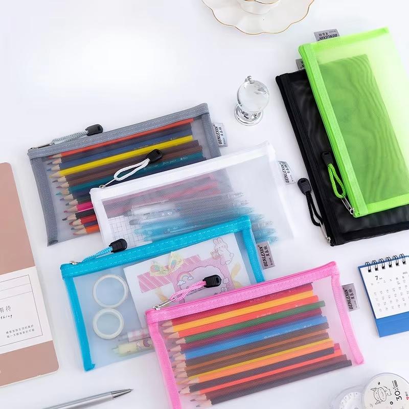 새로운 내구성 있는 지퍼 메쉬 연필 파우치 투명, 학교 - Clear Mesh Pencil Pouch For Exam 리뷰 및 가격