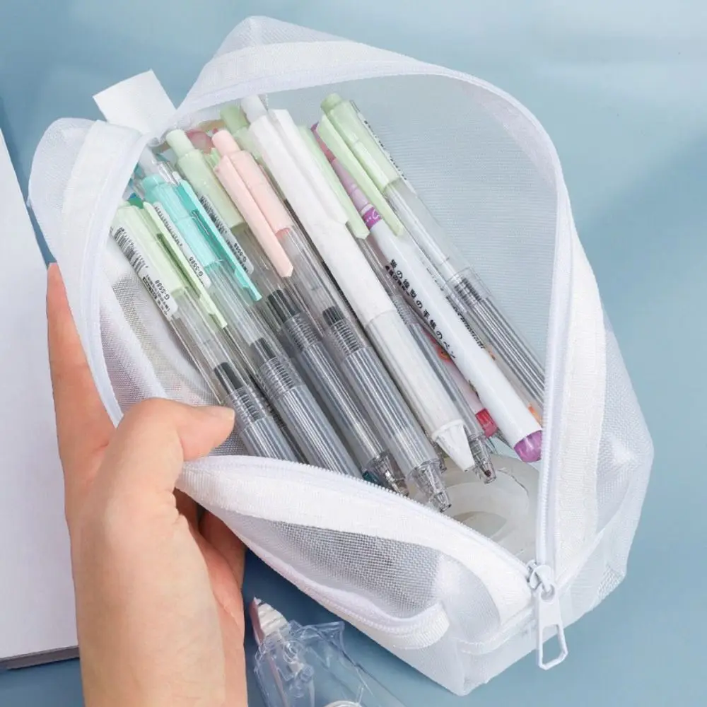 대용량 이중 레이어 메쉬 펜 정리함, 학생, 교사, 시 - Clear Mesh Pencil Pouch For Exam 리뷰 및 가격