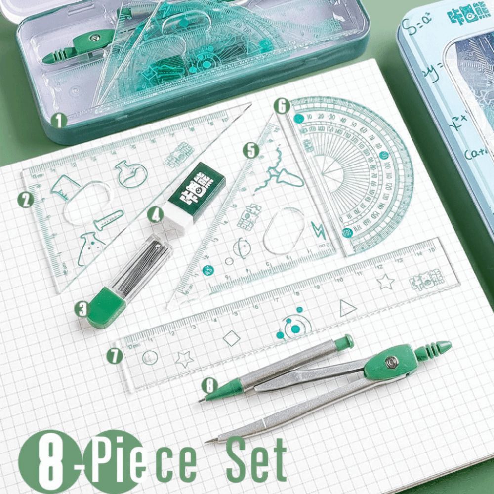 8종 다기능 수학 기하학 세트 0.7mm 지우개/흑연심 - Math Geometry Set With Compass 리뷰 및 가격