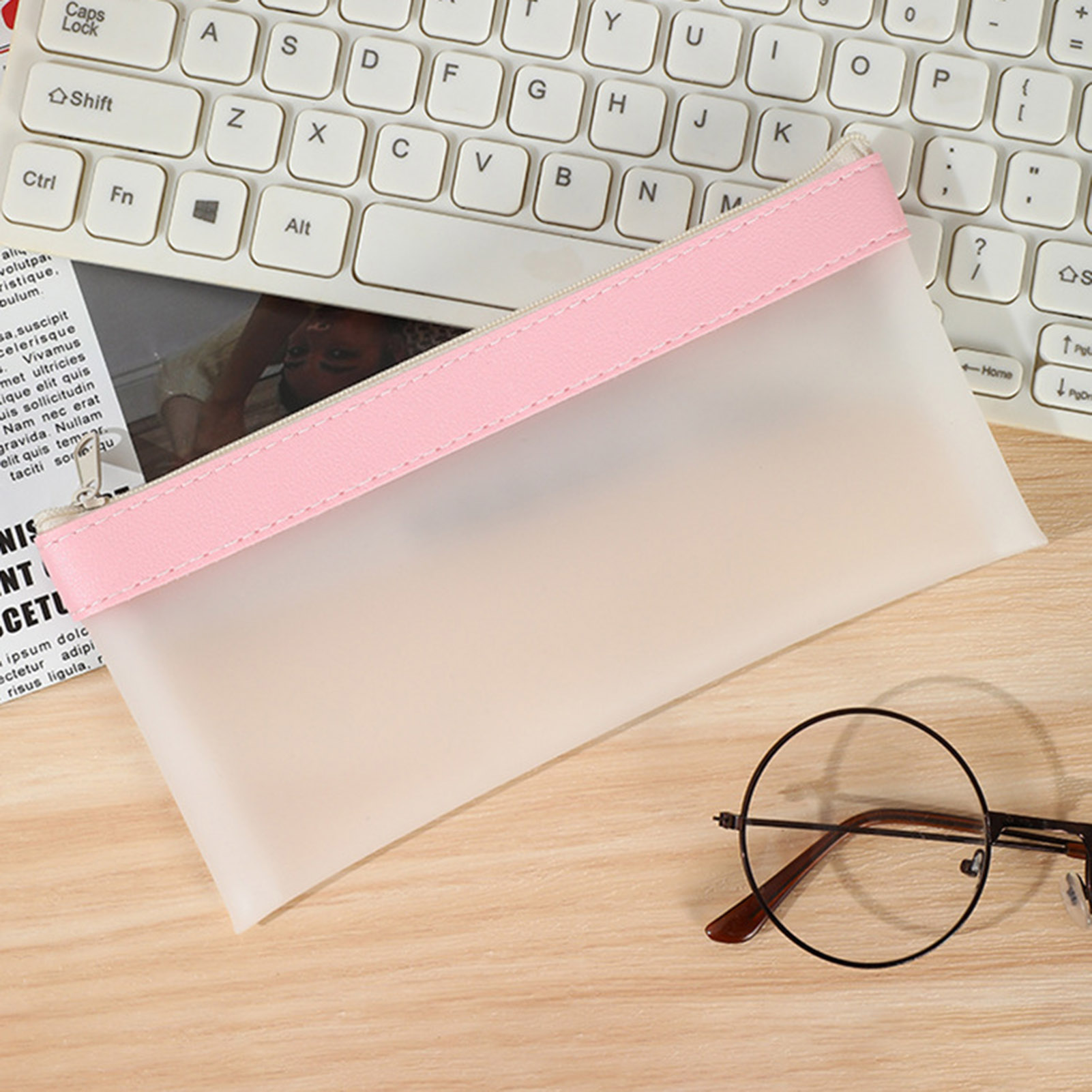 학생용 투명 프로스트 필통 파우치, 대용량, 귀여운 미 - Aesthetic Large Pencil Case Pouch 리뷰 및 가격