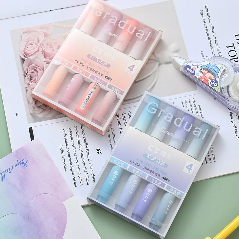 2025 4개입/팩 그라데이션 형광펜 귀여운 캔디 컬러 - Pastel Highlighter Set Double Ended 리뷰 및 가격