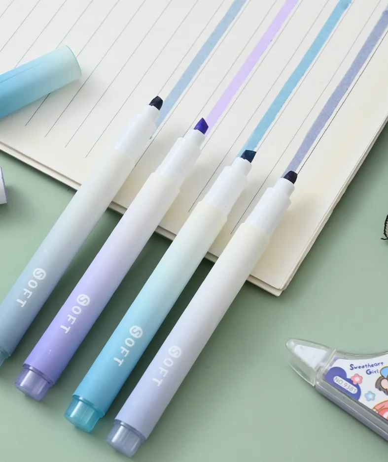 2025 4개입/팩 그라데이션 형광펜 귀여운 캔디 컬러 - Pastel Highlighter Set Double Ended 리뷰 및 가격