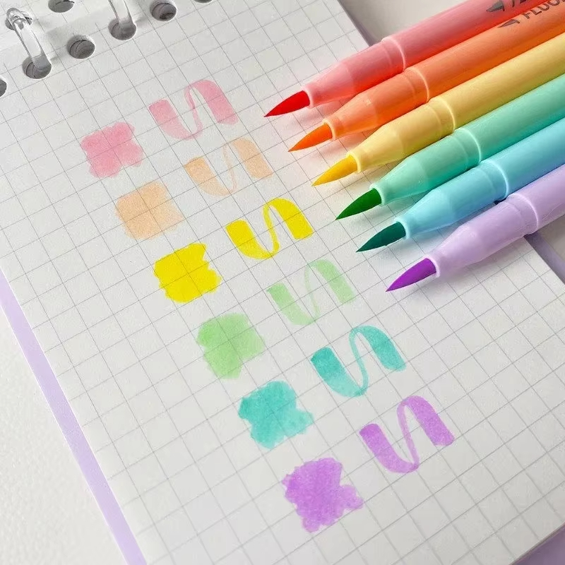 6 색 소프트 브러시 형광펜 세트 파스텔 마커 브러시  - Pastel Highlighter Set Double Ended 리뷰 및 가격