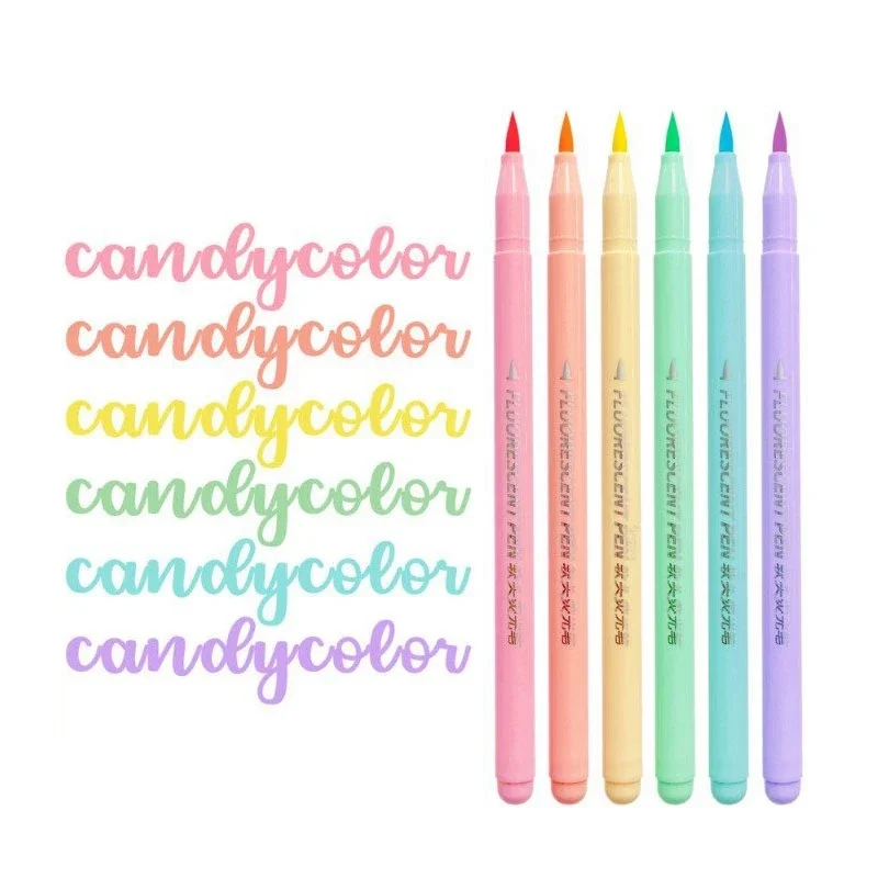 6 색 소프트 브러시 형광펜 세트 파스텔 마커 브러시  - Pastel Highlighter Set Double Ended 리뷰 및 가격