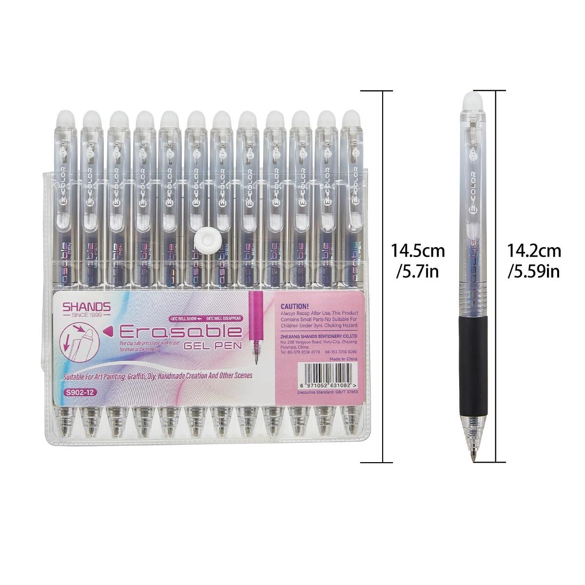 12팩 0.7mm 지울 수 있는 젤 펜, 부드러운 필기 - Retractable Eraser Pen Click 리뷰 및 가격