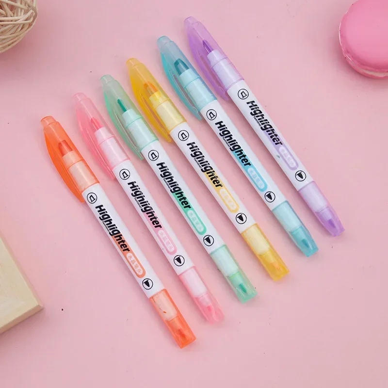 6색/세트 유니크 윈도우 팁 형광펜 더블 헤드 파스텔  - Pastel Highlighter Set Double Ended 리뷰 및 가격