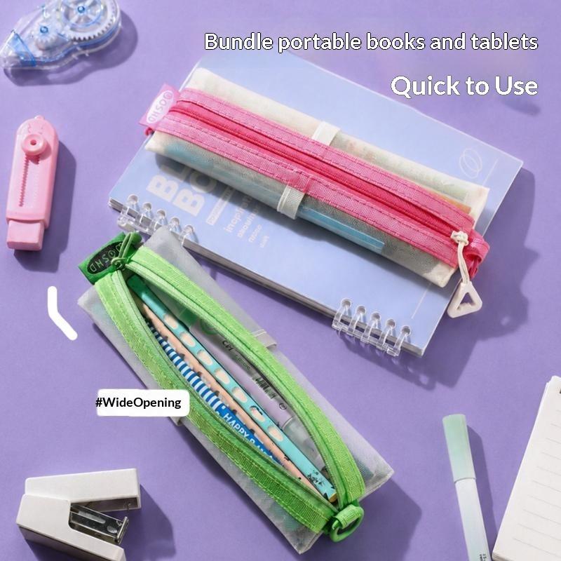 투명 메쉬 필통, 이중 지퍼, 조절 가능한 바인딩 스트 - Clear Mesh Pencil Pouch For Exam 리뷰 및 가격