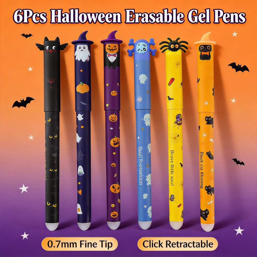 1-6Pcs 할로윈 지울 수 있는 젤 펜, 0.7mm  - Retractable Eraser Pen Click 리뷰 및 가격