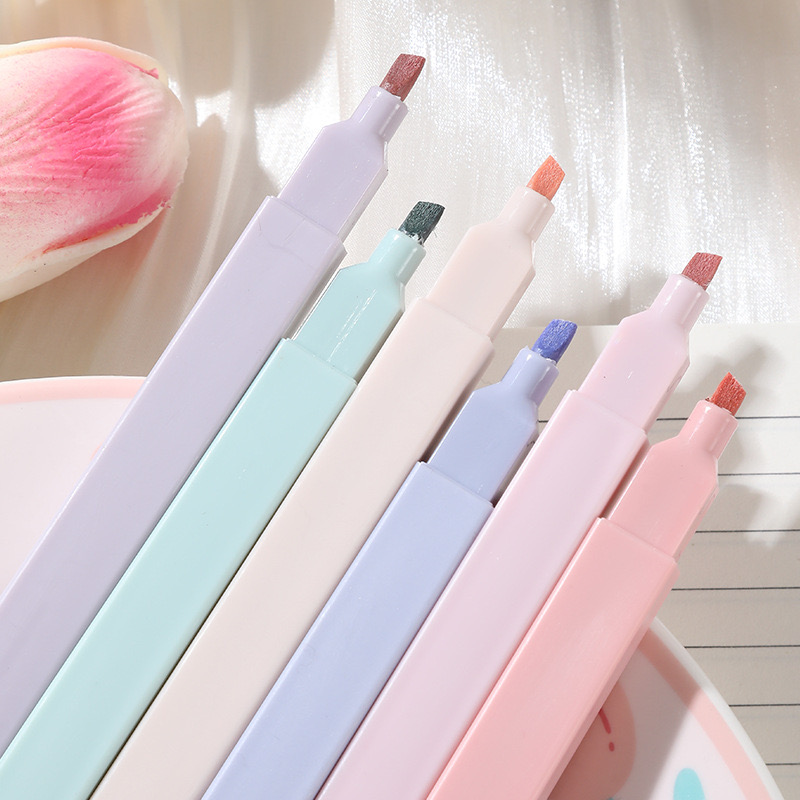 6 개/대 형광펜 세트 귀여운 카와이 캔디 컬러 마커  - Pastel Highlighter Set Double Ended 리뷰 및 가격