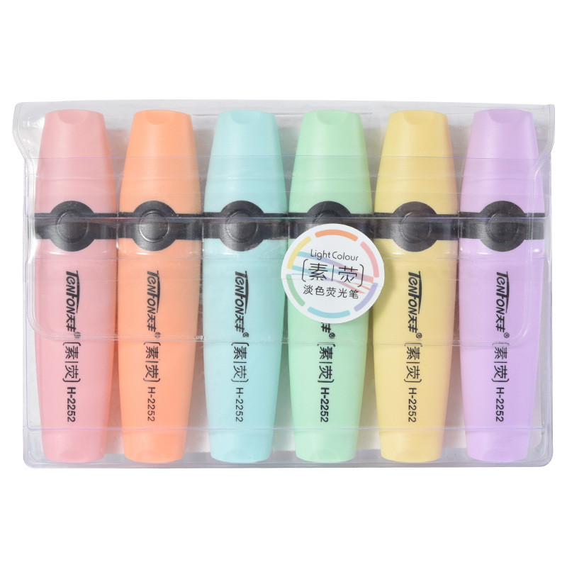 6 개/대 형광펜 파스텔 색상 치즐 팁 마커 펜 플랫  - Pastel Highlighter Set Double Ended 리뷰 및 가격