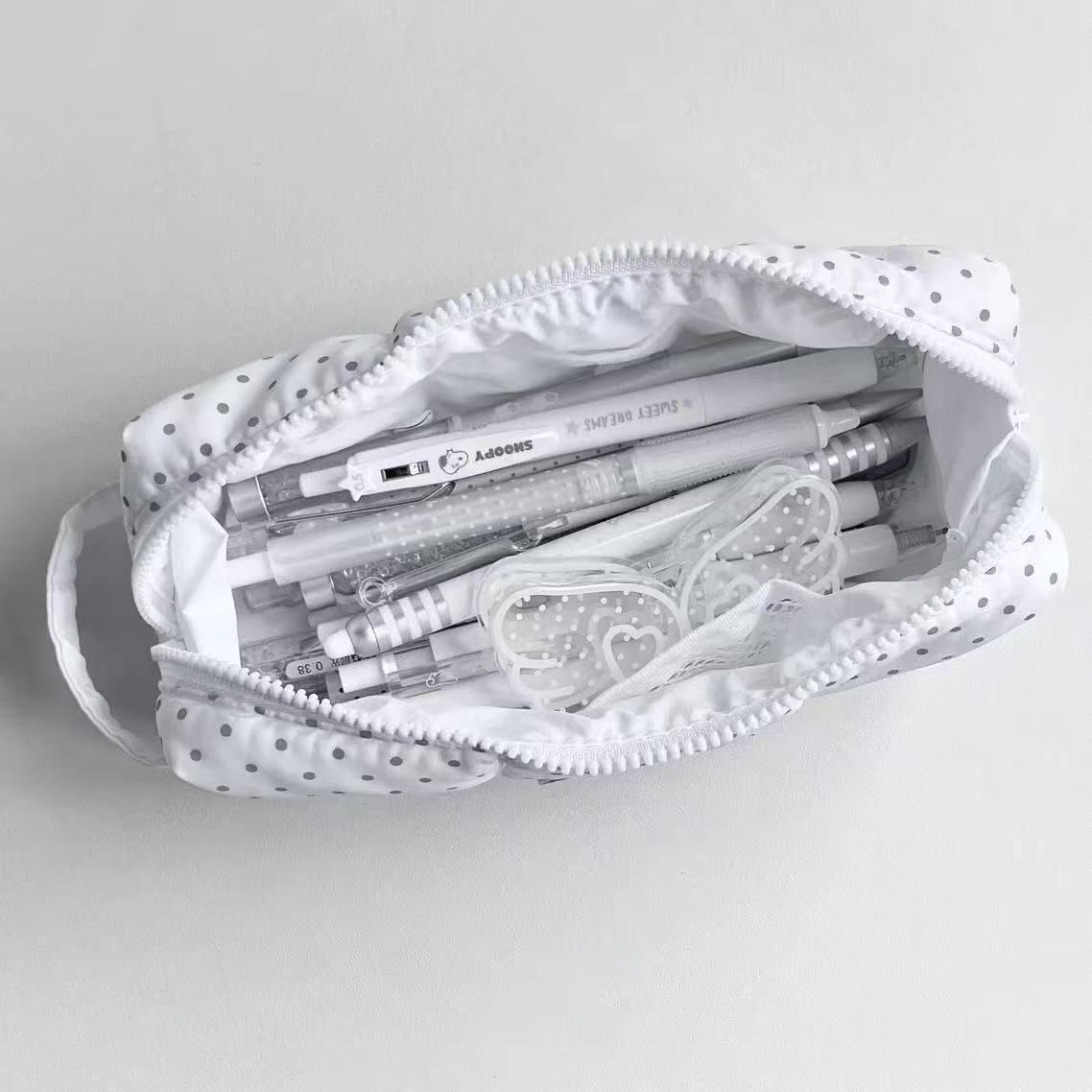 폴카 도트 핸드헬드 연필 가방 대용량 미적 학생 문구  - Aesthetic Large Pencil Case Pouch 리뷰 및 가격