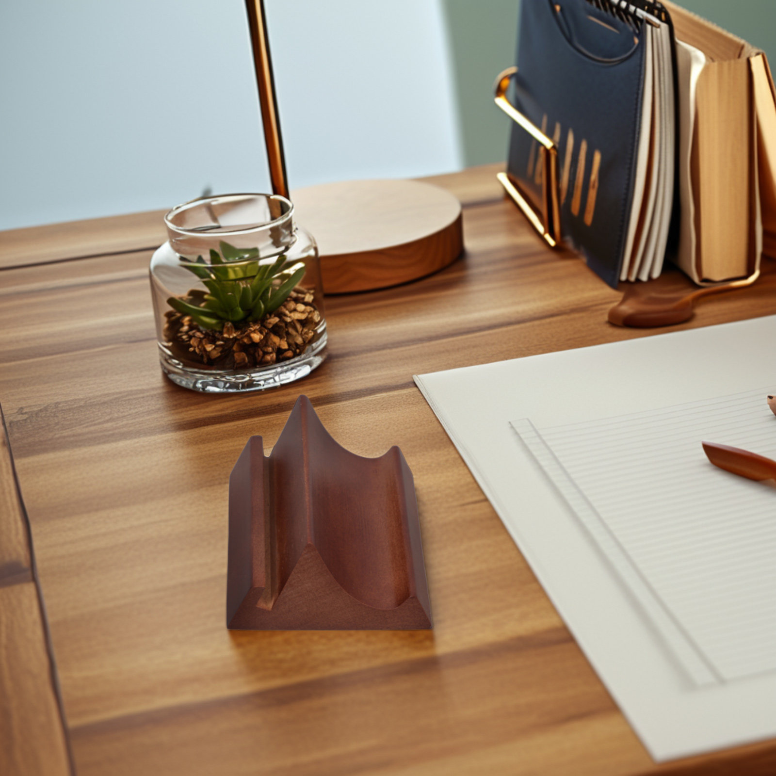 나무로 만든 듀얼 슬롯 휴대폰 및 달력 거치대, 명함, - Desk Accessories 리뷰 및 가격