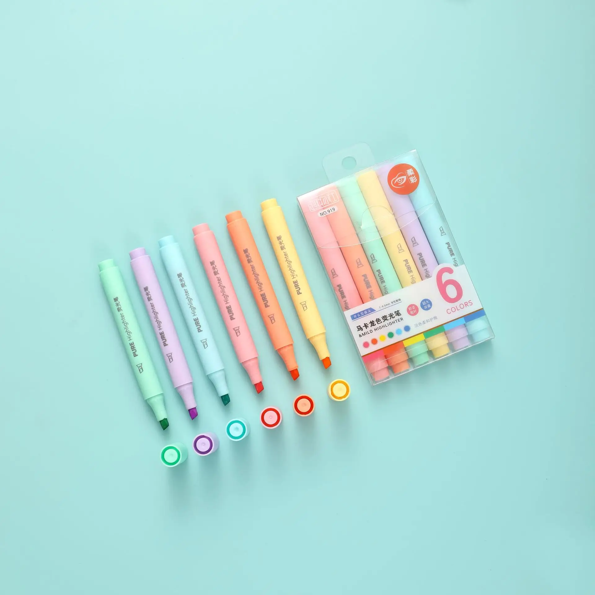 6 개/대 파스텔 컬러 마카롱 형광펜 마커 펜 형광펜  - Pastel Highlighter Set Double Ended 리뷰 및 가격